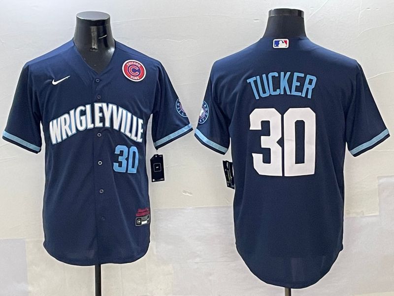 Men Chicago Cubs #30 Tucker Dark Blue City Edition 2025 Nike MLB Jersey style 10